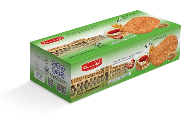 بیسکویت زبان با طعم هل و تزین کنجدی450 گرمی فرخنده