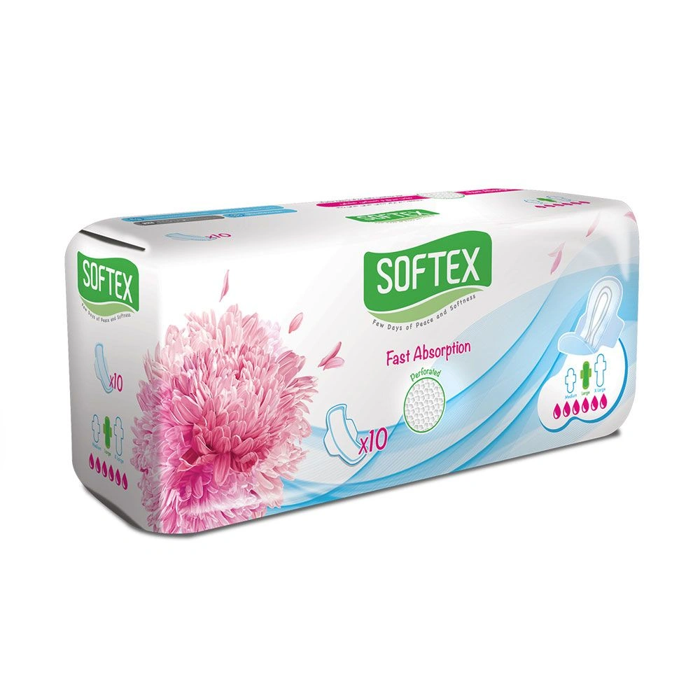 نوار بهداشتی بالدار بزرگ با رویه مشبک سافتکس 10 عددی   