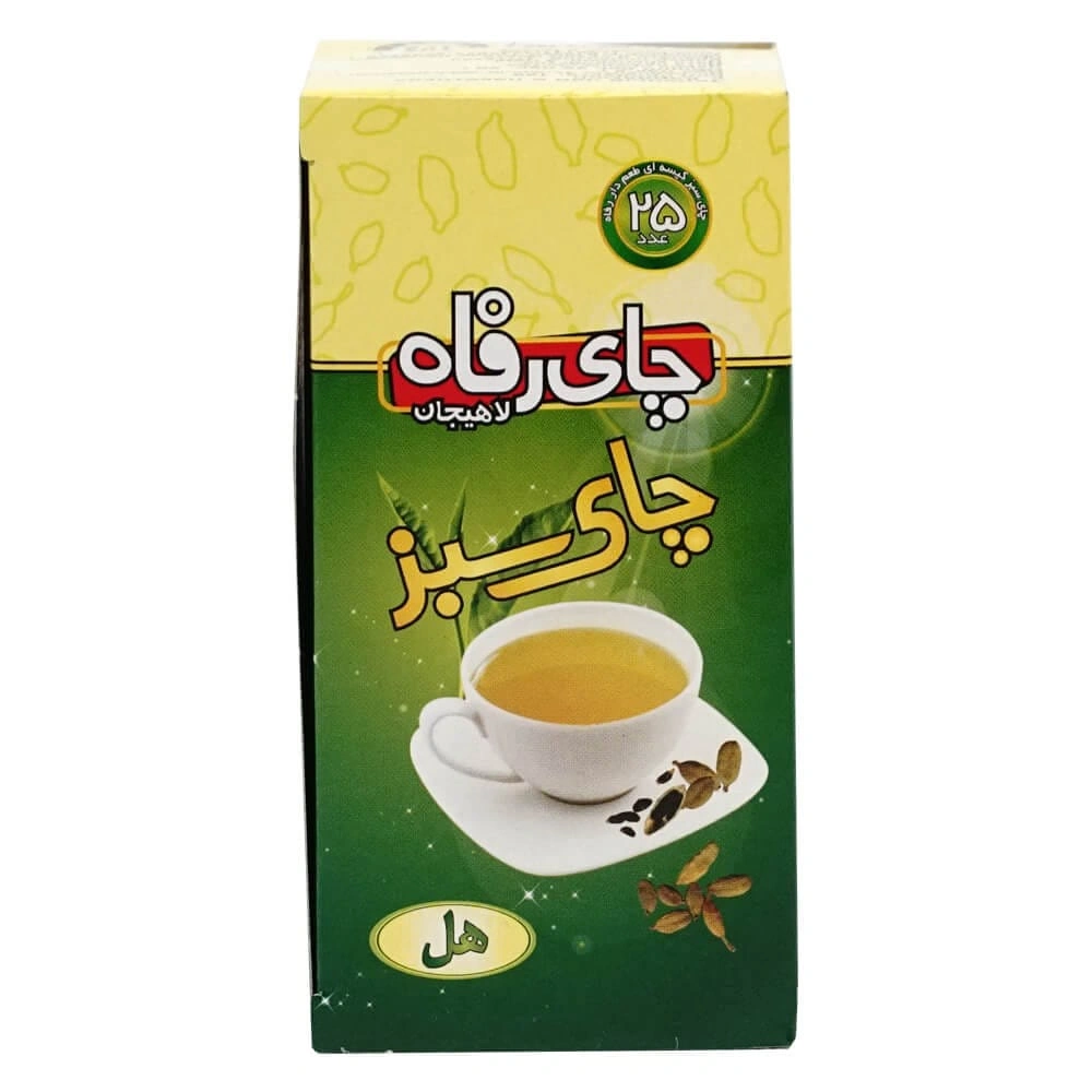  چای سبز کیسه ای حاوی هل طبیعی 25 عددی چای رفاه لاهیجان