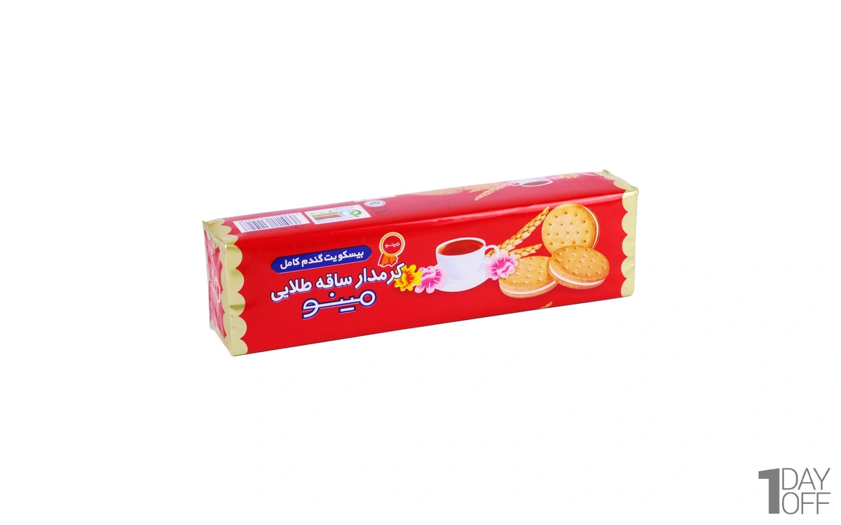 بیسکویت کرمدار ساقه طلایی با طعم وانیل 192 گرمی مینو